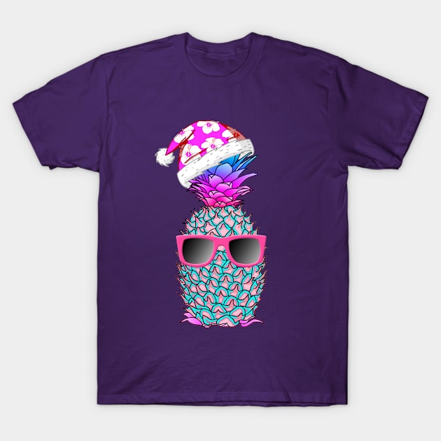 Tropical Colorful Funny Christmas Pineapple T-Shirt by macdonaldcreativestudios